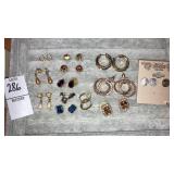 Crystal pearl and hoop pierced earrings