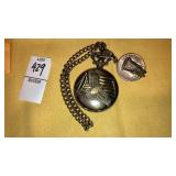 American eagle w/ flag quartz pocket watch w/