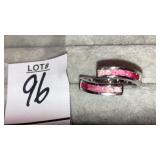 14k white gold & pink gem ring