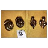 (2) pairs vintage Krementz gold clip earrings