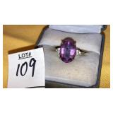 14k amethyst & diamond ring