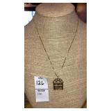 14k Four seasons pendant on 14k box chain