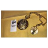 Goldtone American eagle pocket watch w/ Sacagawea