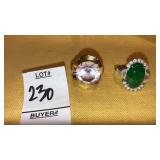 (2) ladies cocktail rings - unmarked