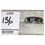 Green & clear gem band ring stamped ï¿½Blu 9# ï¿½