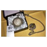 Quartz pocket watch w/ 1961 Franklin half dollar