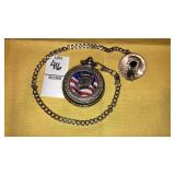 John Kennedy over flag quartz pocket watch w/