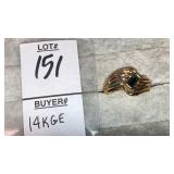 14KGE ring w/ green stone (gold electroplate)