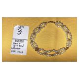 Pearl & gold bead double strand bracelet 14k