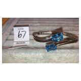 Stainless steel & blue stone hinged bangle