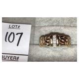 14k fancy band ring w/gems