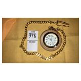 Wood vase quartz pocket watch