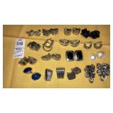 (16) pairs vintage silver tone earrings - clips &