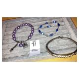 New ï¿½Blessedï¿½ bracelet, blue bead bracelet w/