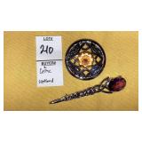 Celtic knot pins w/ gemstones (2) 1 marked