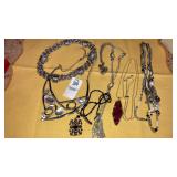 (6) vintage fashion silvertone necklaces -last