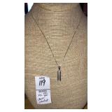 14k white gold pendant on fine 14k box chain,