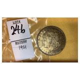 1921 Morgan silver dollar