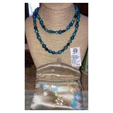 Honora blue-colored Pearl Necklace 925 clasp 34ï¿½ï¿½