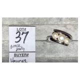 Honora 3-Pearl Ring marked Bronze Italy
