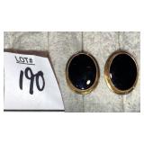 10k onyx oval screwback earrings
