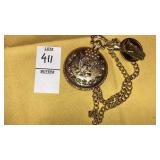Goldtone American Eagle pocket watch w//James