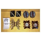 (4) pairs Vintage rhinestone clip earrings - 1st