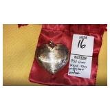 950 Sterling Silver Textured Puffy Heart Pendant