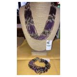 Seed bead multi-strand necklace & bracelet