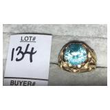 Aqua gem stone cocktail ring, unmarked