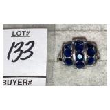 10k white gold blue gems cocktail ring