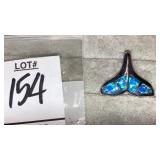 925 sterling & opal whales tail pendant