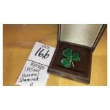 Green enameled Irish shamrock pin Britain