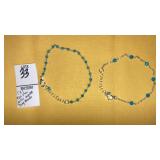 (2) 925 Sterling Bracelets w/ turquoise beads