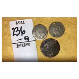 1-V nickel,  (2) 1867 holed & 1868  3-cent