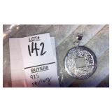925 sterling Asian coin style pendant
