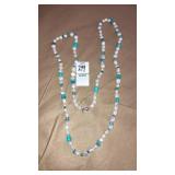 Freshwater pearls & turquoise lanyard necklace w/