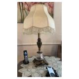 Pair of Brass Table Lamps, Glass Accent