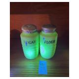 Vintage Uranium Jadeite Sugar and Flour Shakers