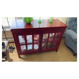 Red Glass-Front Cabinet NO CONTENTS 46x18in.