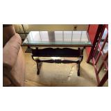 Dual Accent Table Magazine Rack with Glass Top