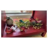 Ceramic Bird Figurines and Faux Flowers