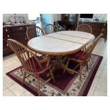 Oak dining table with tile top -& double