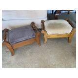 2 wooden footstools