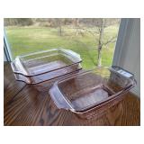 3 Anchor Hocking Laurel embossed baking dish in