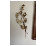 2 Metal Flower and Butterfly Wall Decorations