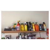 Shelf Lot of Cleaners and Oils