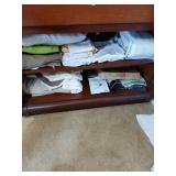 Shelf lots of linens, pillowcases sheets etc