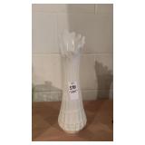 White Westmorland Glass Swung Vase 1 Ft tall