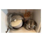 Stainless Steel Bowls and Wooden Kitchen Utensils